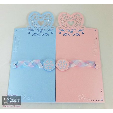 Die'sire Stempelen en embossing stencil van Diesire, hart, bloemen en hoeken