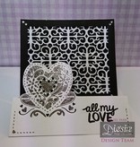 Die'sire Stempelen en embossing stencil van Diesire, hart, bloemen en hoeken