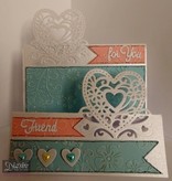 Die'sire Stempelen en embossing stencil van Diesire, hart, bloemen en hoeken