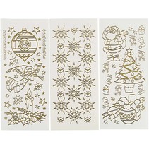 Hobby Stickers, sheet 10x23 cm, gold, Christmas, 20 different sheets