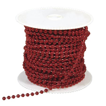 DEKOBAND / RIBBONS / RUBANS ... Great pearls, 4 mm, red, per per meter