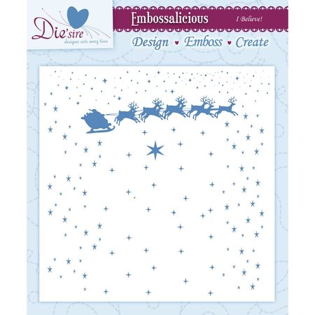 Die'sire Embossing folders, ster met Kerst vervoer en rendieren