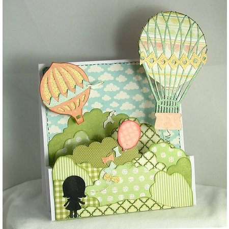 X-Cut / Docrafts XCut A5, stempling mal kit for 3D-bilde design, hot air balloon Vintage