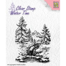Transparent Stempel, Landschaft mit Wasserfall
