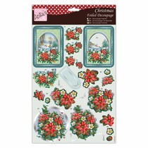 Exclusieve 3D Die losse vellen met zilveren effect, Feestelijke Poinsettia