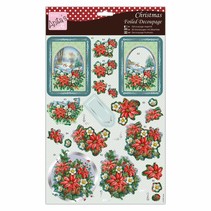 Exclusive 3D Die cut sheets with silver effect, Festive Poinsettia
