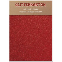 Glitter karton, 10 vellen, rood