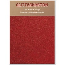 Glitterkarton,10 Bogen, rot
