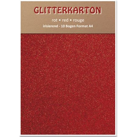 DESIGNER BLÖCKE  / DESIGNER PAPER Glitter cartón, 10 hojas, rojo