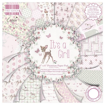 DESIGNER BLÖCKE  / DESIGNER PAPER bloco de papel, Baby "É uma menina"