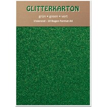 Glitter karton, 10 vellen, groen