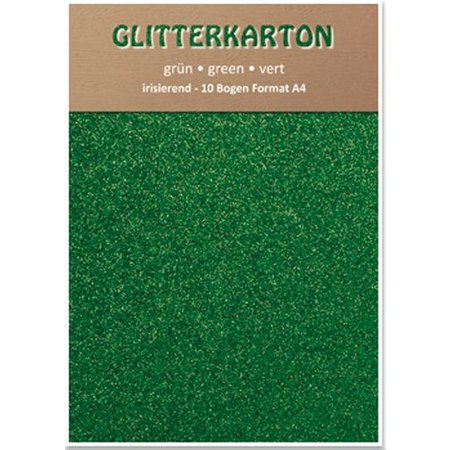 DESIGNER BLÖCKE  / DESIGNER PAPER Glitter cartone, 10 fogli, verde