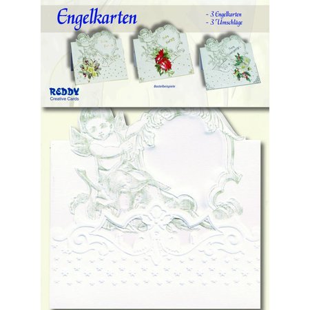 KARTEN und Zubehör / Cards 3 angel kaarten + 3 enveloppen in wit