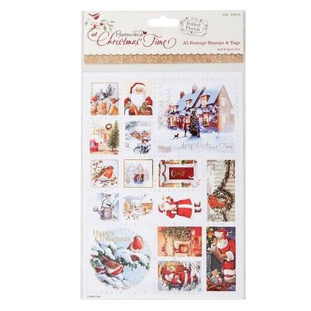 Docrafts / Papermania / Urban A5 Briefmarke Sticker, weihnachtliche Motiven