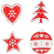 Wood, painted Christmas motifs