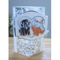 Punching and embossing template: Best pleasures, dog and cat in heart