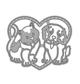 TONIC Ponsen en embossing sjabloon: Best genoegens, hond en kat in hart