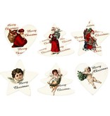 Embellishments / Verzierungen l'étiquette de bois, 6 thèmes de Noël différents