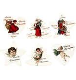 Embellishments / Verzierungen Wood etiquette, 6 different Christmas themes