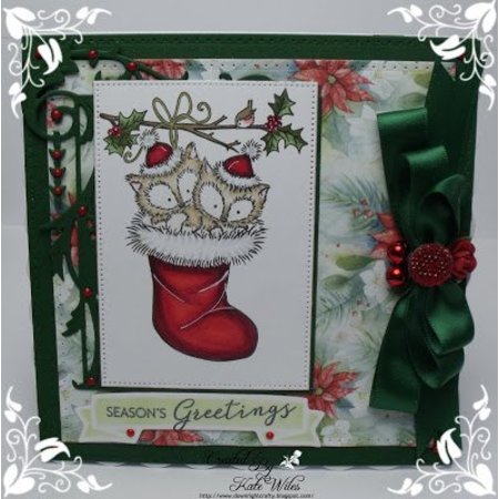 Wild Rose Studio`s A7 timbro trasparente, 2 cute volpe in una calza
