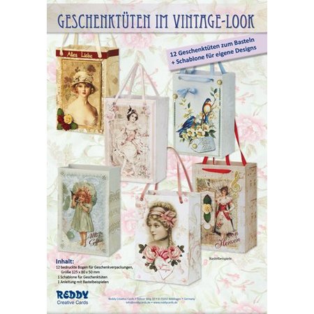 BASTELSETS / CRAFT KITS: Bastelheft für 12 Geschenktüten, Vintage & Nostalgie