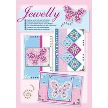 Ny, Bastelset, jewelly Butterflies sett, lyse vakre kort med klistremerke