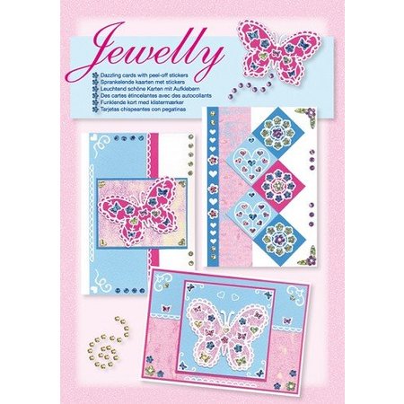 Komplett Sets / Kits Craft Kit, Jewelly Butterflies set, heldere mooie kaarten met sticker