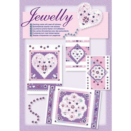 Komplett Sets / Kits Craft Kit, Jewelly Floral sæt, lyse smukke kort med mærkaten