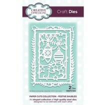 Ponsen en embossing sjablonen: decoratieve frame met kerstballen