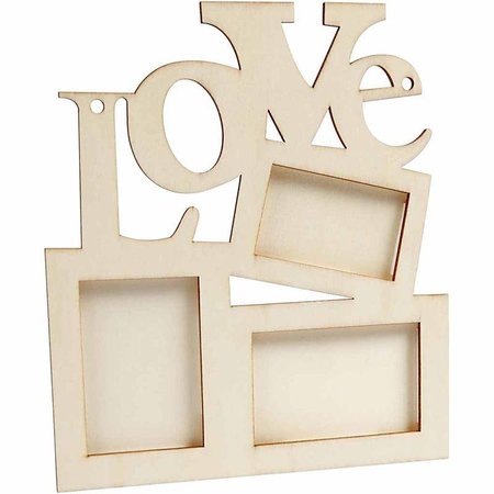 Objekten zum Dekorieren / objects for decorating Collage van 3 houten frame en het woord "LOVE"