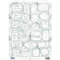Die cut ark med etiketter