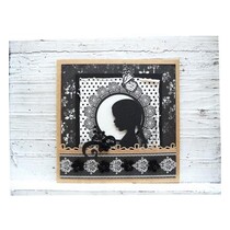 Creatables - Silhouette girl with hair up and with braided hair, 2 girls