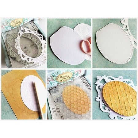 Sizzix Estampagem e pasta de estampagem SET: 4 Oval moldura decorativa