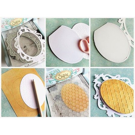 Sizzix Stempelen en embossing folder SET: 4 Oval sierlijst