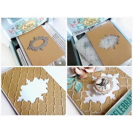 Sizzix Stempelen en embossing folder SET: 4 Oval sierlijst