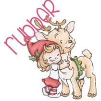 Rubber stamp: Angel with reindeer