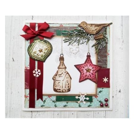 Marianne Design Ponsen en embossing sjabloon: Tiny's boomtak van de pijnboom