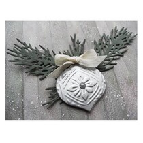 Troquelado y estampado en relieve plantilla: rama de árbol de pino de Tiny