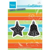 Punching and embossing template: Tiny's ornaments star and bell