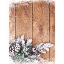 Kartenkarton Weihnachten, Holzbretter mit Zweigen