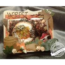 Troquelado y estampado en relieve plantilla: pañito y hojas