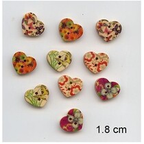 10 leuke, hart knopen, 1,8 cm