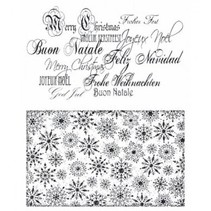 Transparante stempels: Kerst achtergrond, lettertype en schneeflocken