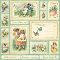 NEW: Great Designer paper, "sweet sentiment, Spring is in the aer", 1 sheet 30.5 x 30.5 cm