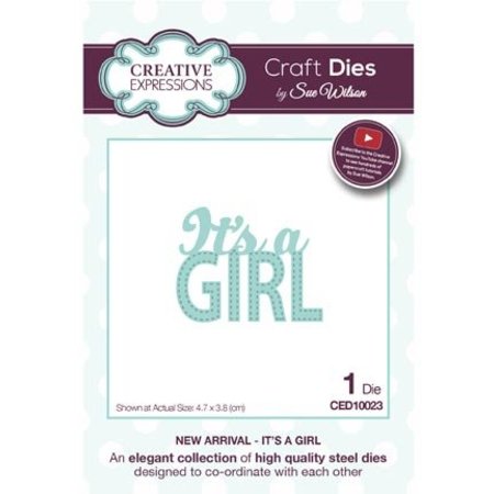 Creative Expressions Punching and embossing template: Text "Its a GIRL