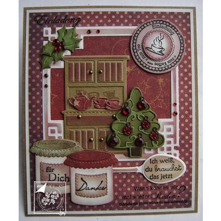 Joy!Crafts und JM Creation Stempelen en embossing stencil, 3 kerstbomen