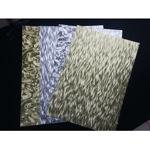 A4 sheet laminated cardboard sheet in metal engraving, 4 sheets, Gold and Silver