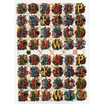 A5, scraps with glitter: ABC Flowers