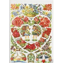 A5, restos: Corazón floral