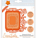 TONIC stempelen en embossing folder: Flip Flop, schildersezel & frame met rozen